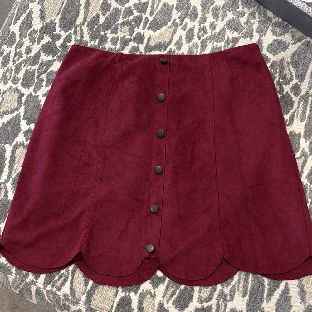 Elegant Burgundy Button-Up Skirt